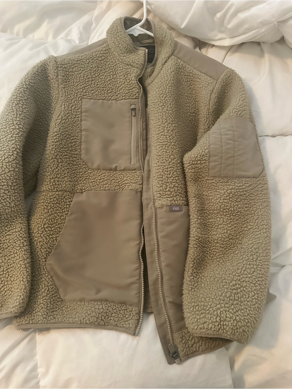 Figs Women's Sherpa Jacket in Taupe
